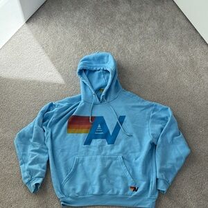 Aviator Nation Blue Hoodie with Multicolor Logo